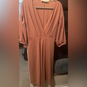 Off Shoulder Wrap Midi Dress, Blush